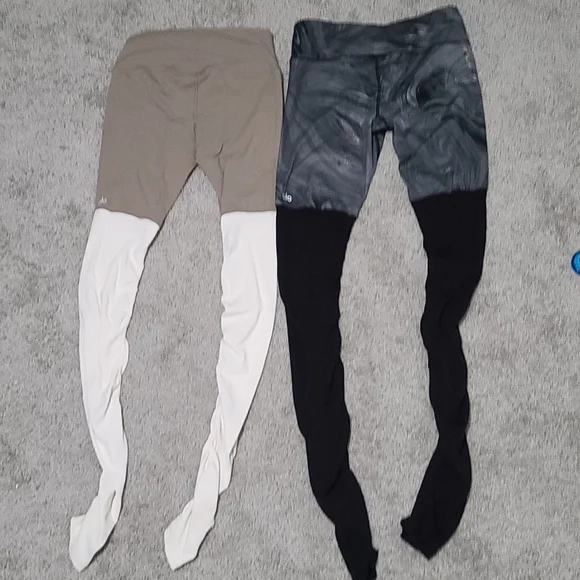 Lot 2 Alo Yoga Goddess Leggings Camel/Ivory and Marble/Black Medium - Picture 10 of 11